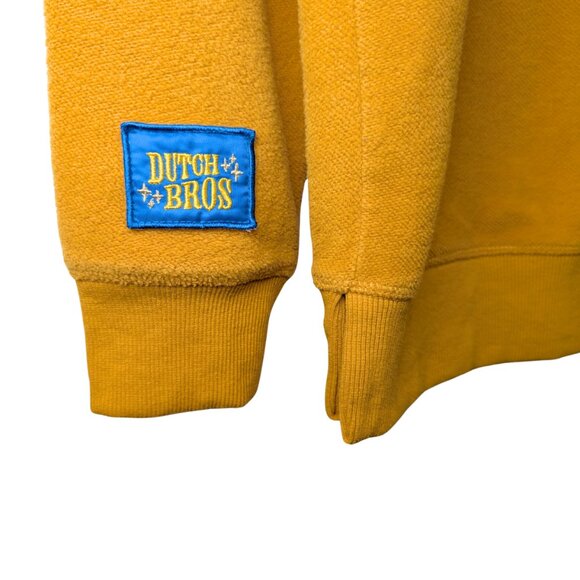 Dutch Bros Mens Sweatshirt Medium Yellow Crewneck Cotton Logo Embroidered - Picture 6 of 8
